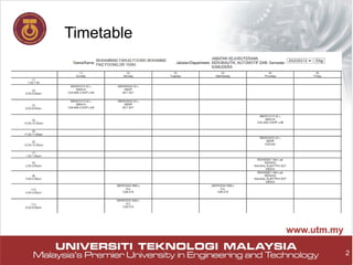 2
Timetable
 