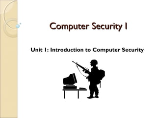 Computer Security I
Unit 1: Introduction to Computer Security

 