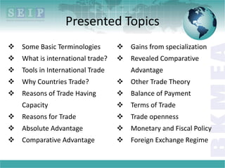 Lecture 1 - Intro to international trade