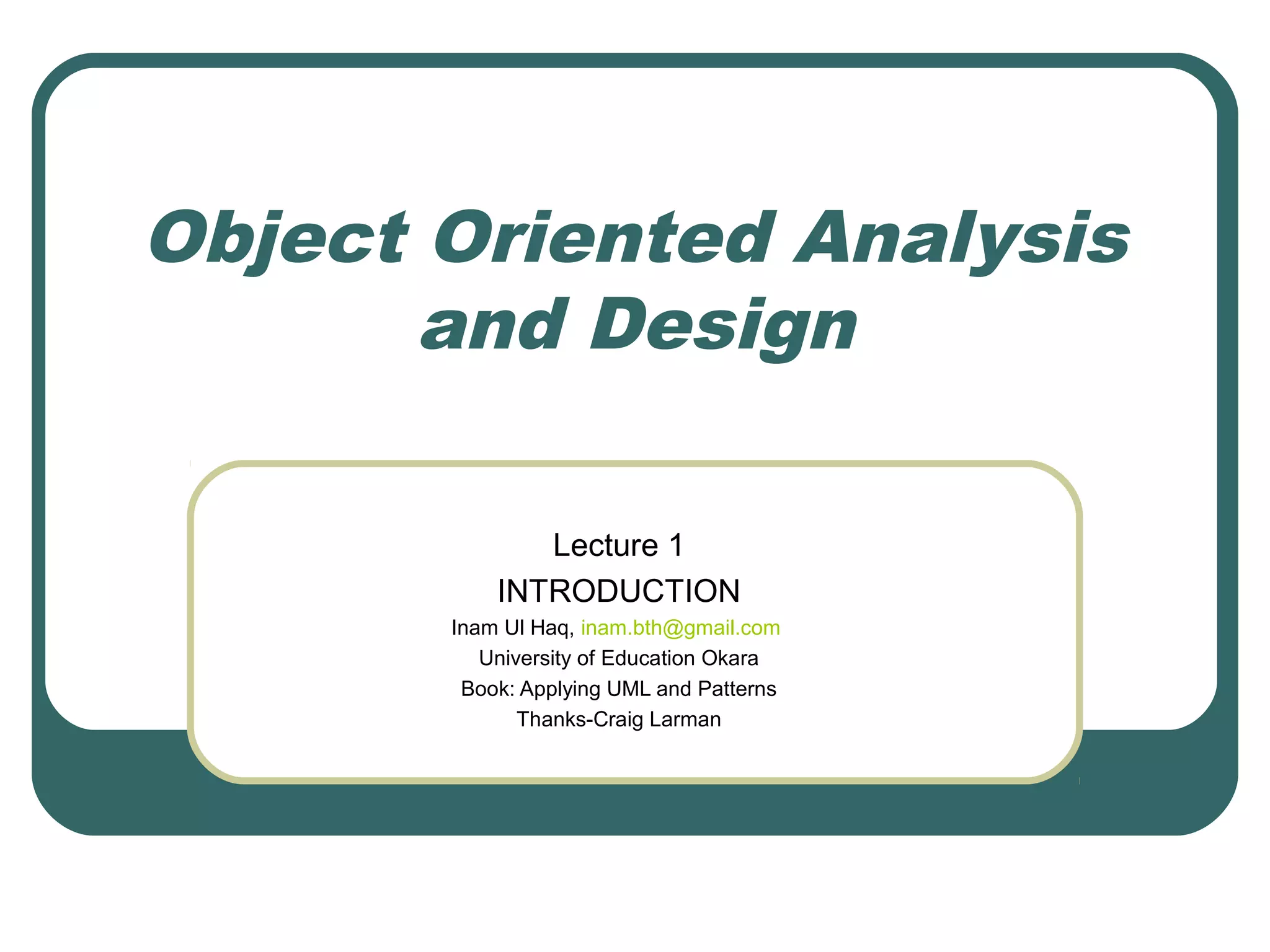 Introduction to Object Oriented Design | PPT