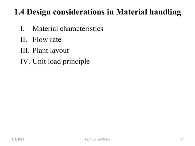 Lecture 1 Material Handling Equipment (Introduction to Material ...