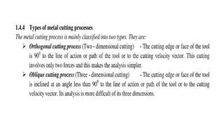 Lecture 1 metal cutting and machine tools unit i