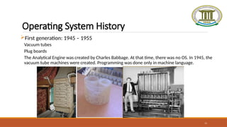 Lecture 1 of OS Introduction to Operating Systems and History of OS | PPTX
