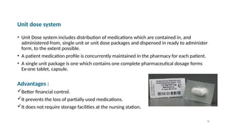 Unit Dose Form Code introduction to hospital pharmacy- part 1 | PPTX