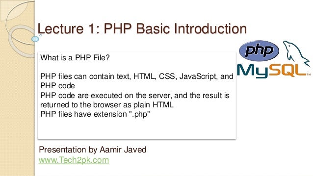 Lecture 1 php basic introduction