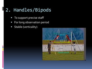 2. Handles/Bipods
  To support precise staff
  For long observation period
  Stable (verticality)
 