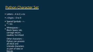 Comprehensive Introduction to Python Programming Language and Basics | PPTX