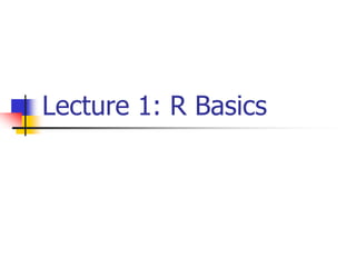 Lecture 1: R Basics
 