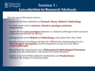 Lecture 1 research methods | PPT
