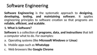 Comprehensive Introduction to Software Engineering and Software ...