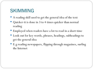 Lecture 1 Skim Scan Nouns | PPT
