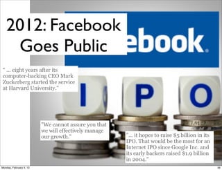 •
•
•
•
•

Launched July 2006 by Jack Dorsey

•

"the SMS of the Internet"

500 million registered users (2012)
340 million tweets daily
1.6 billion search queries daily
ten most visited websites on the
Internet

Social Web 2014, Lora Aroyo!
Monday, February 3, 14

 