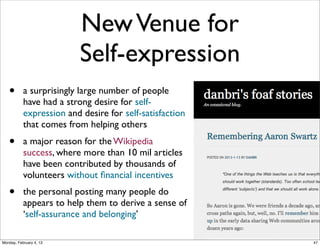 Social web sites
=
social networking sites
+
social media sites
Social Web 2014, Lora Aroyo!
Monday, February 3, 14

 