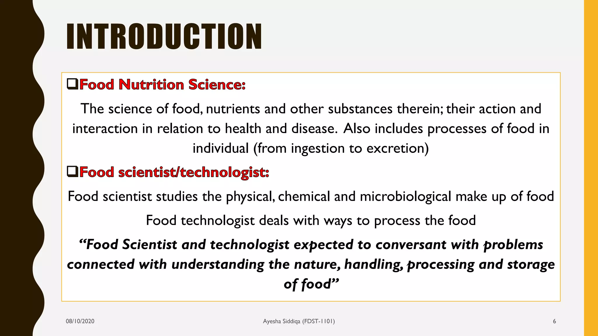 Food Science and Technology _ Lecture 1 | PDF