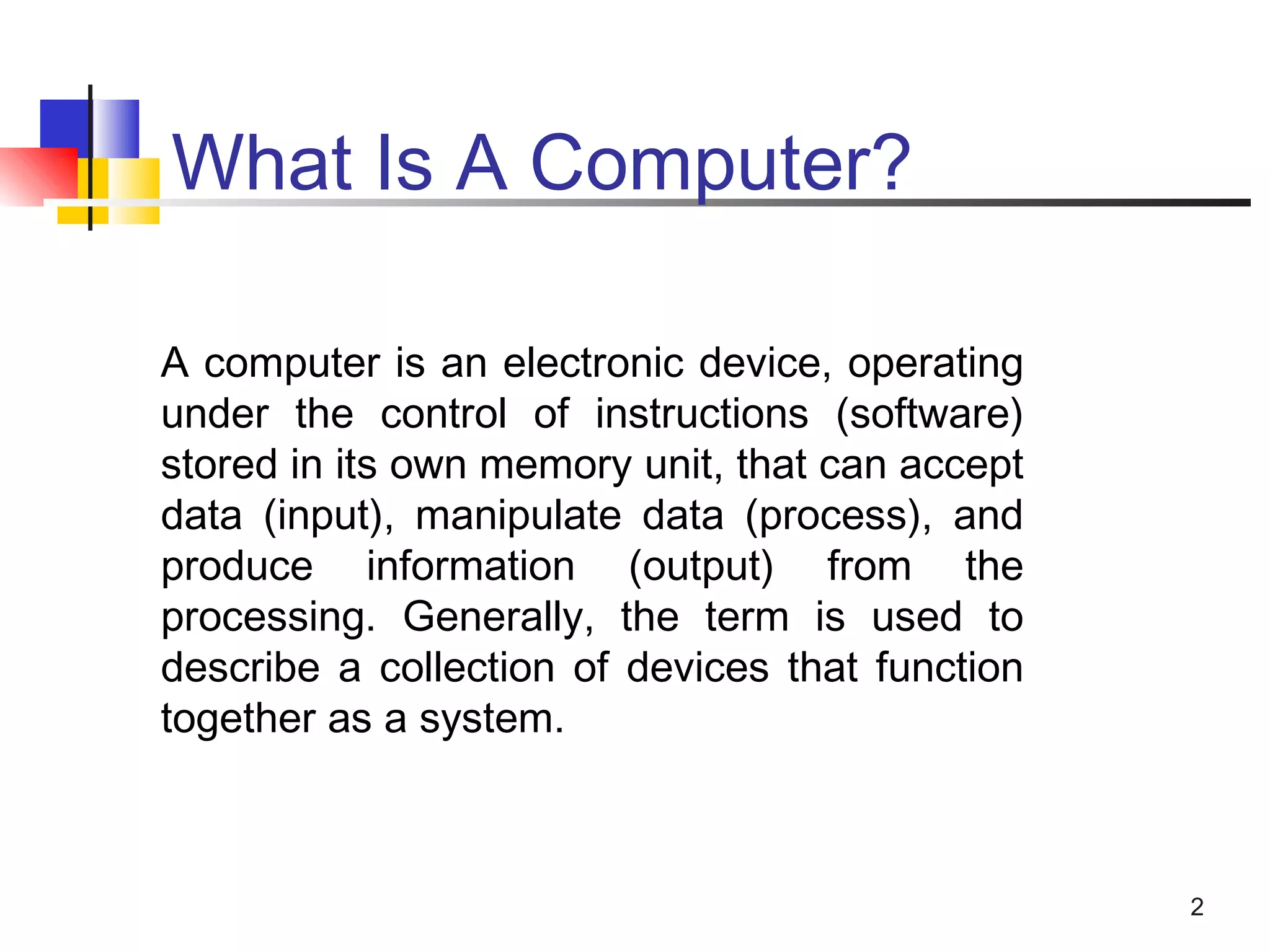 what is computer | PPT | Computer Peripherals | Computing
