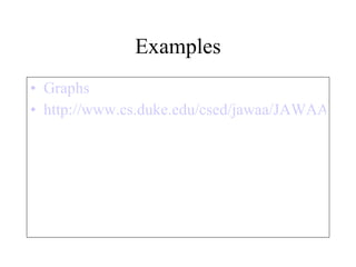 Examples Graphs  http://www.cs.duke.edu/csed/jawaa/JAWAA.html 
