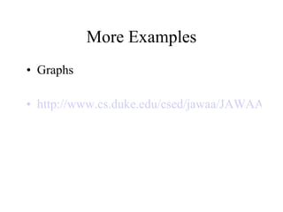 More Examples Graphs http://www.cs.duke.edu/csed/jawaa/JAWAA.html 