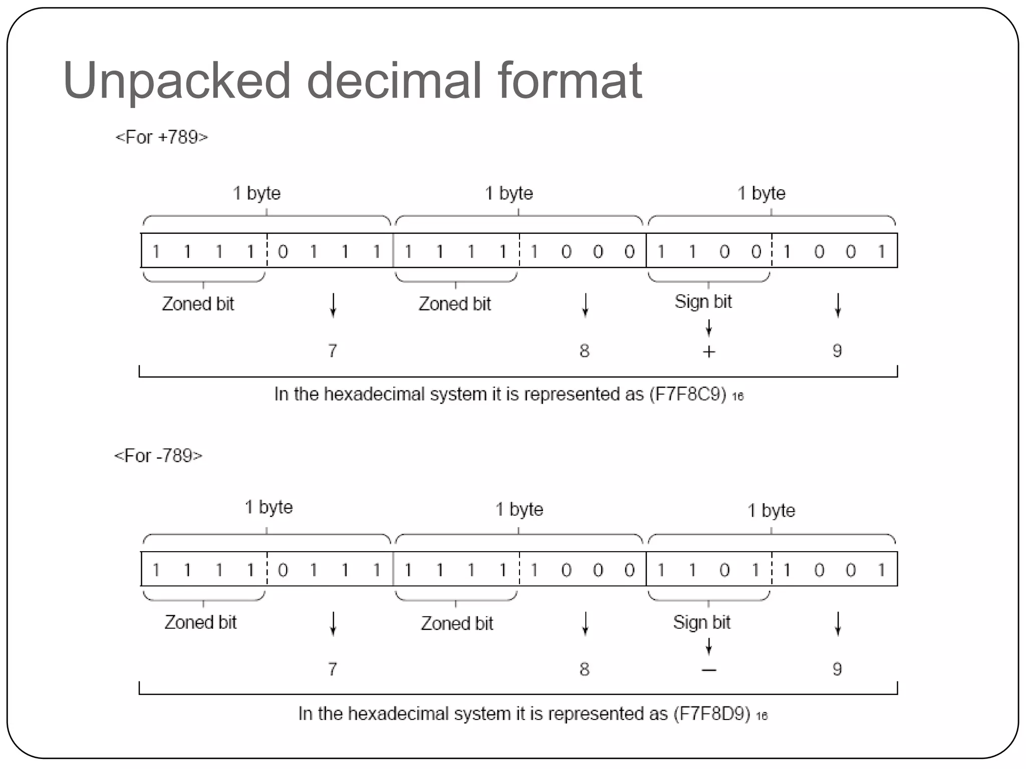 Unpacked decimal format
 