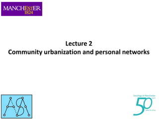 Lecture 2
Community urbanization and personal networks

 