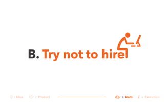 B. Try not to hire 
1. Idea 2. Product 3. Team 4. Execution 
 