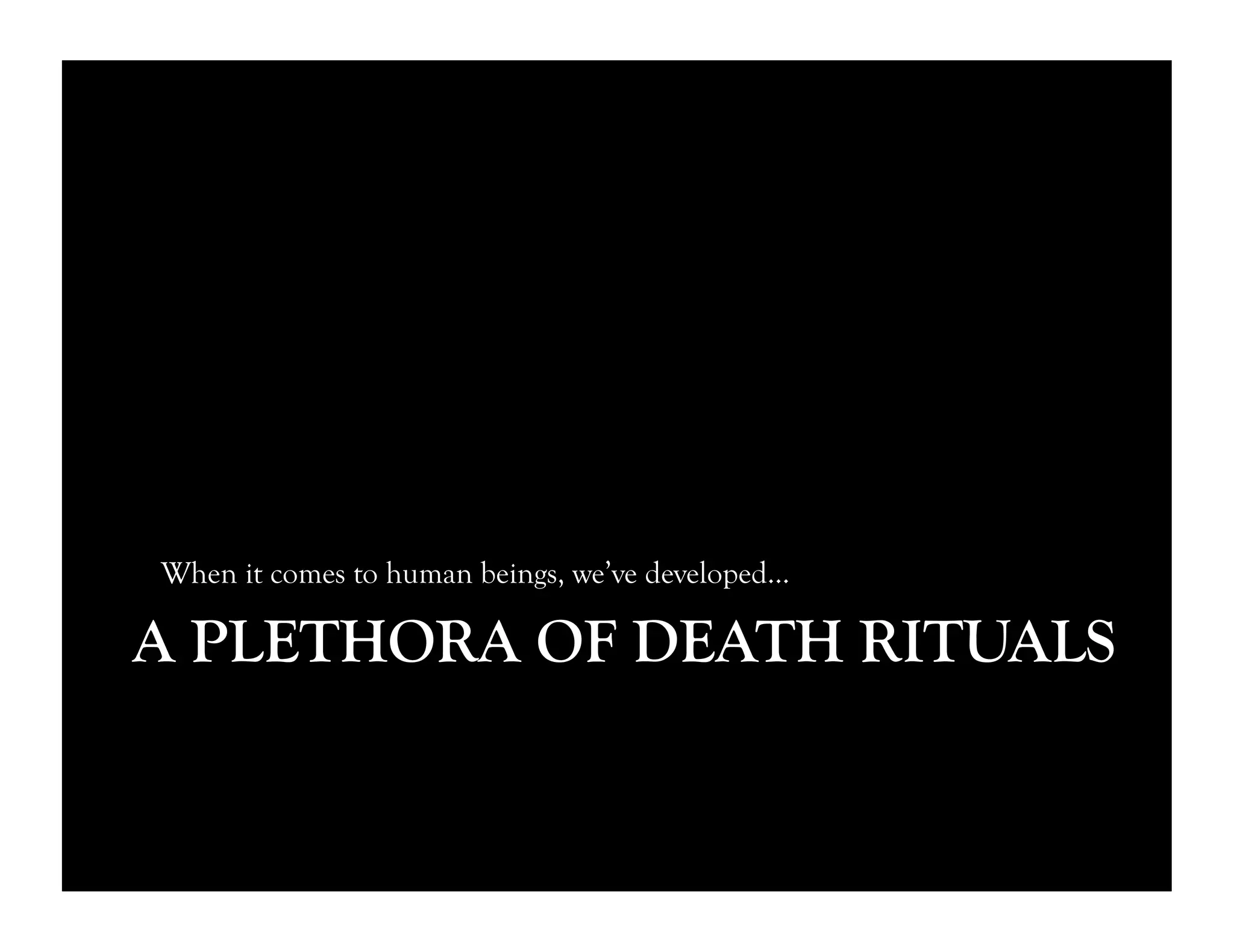 A PLETHORA OF DEATH RITUALS
When it comes to human beings, we’ve developed…
 