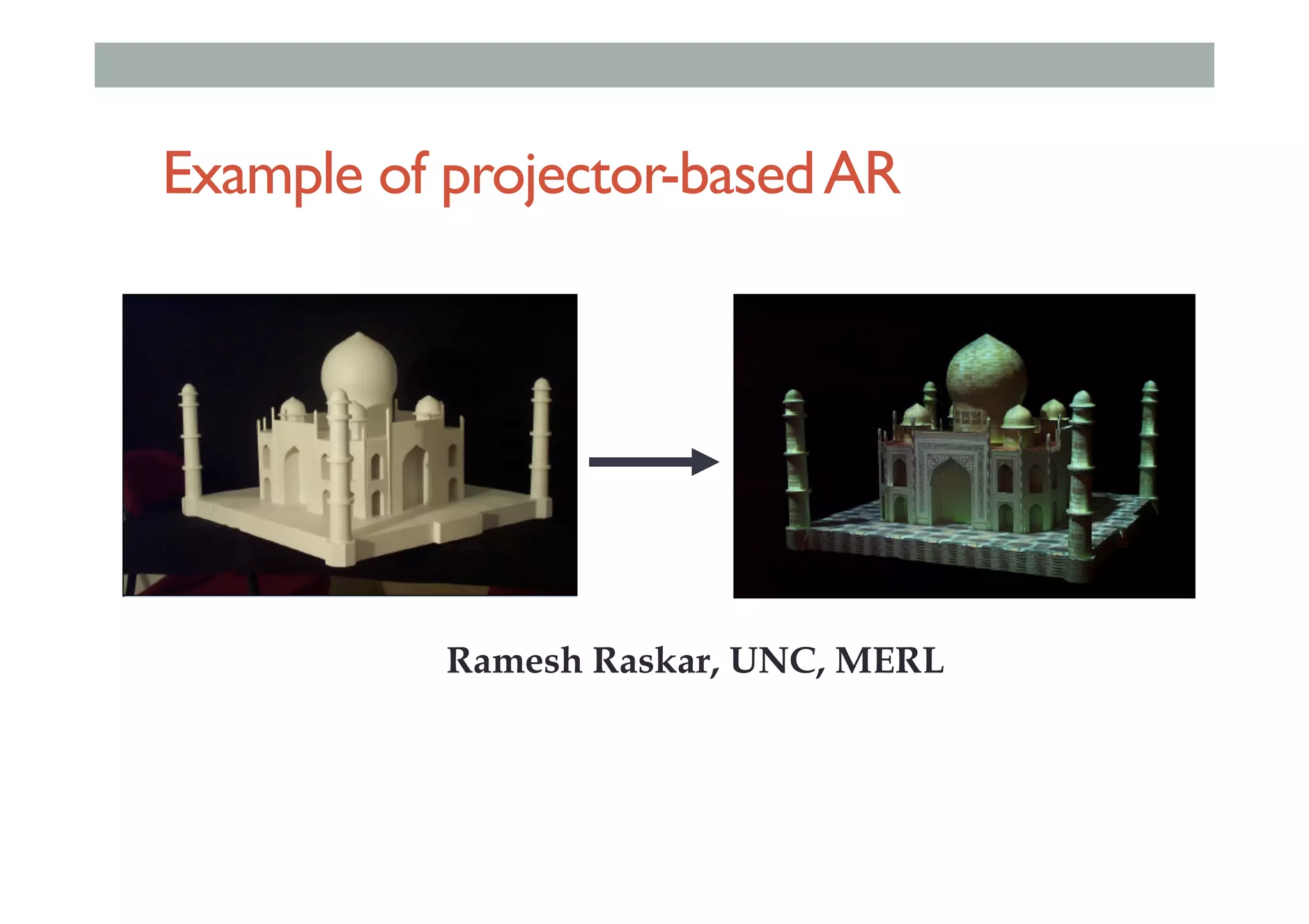 Example of projector-basedAR
Ramesh Raskar, UNC, MERL
 