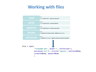 Working with files
 