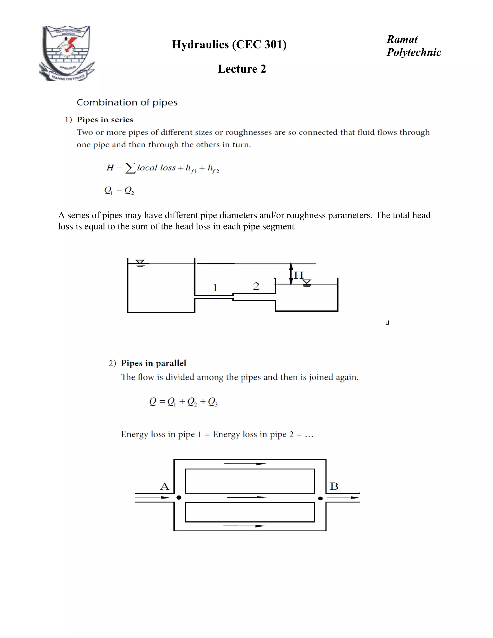 Hydraulics lecture note PDF