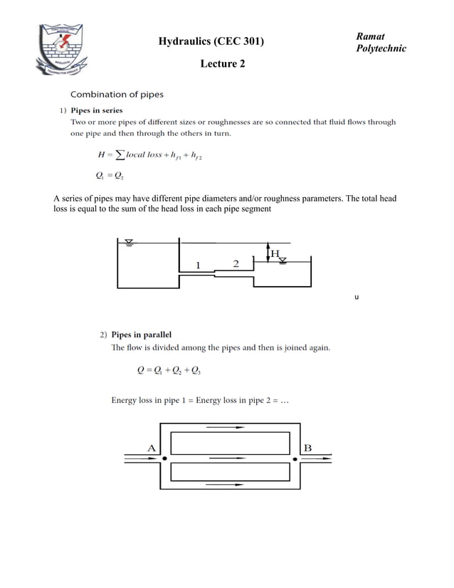 Hydraulics lecture note PDF