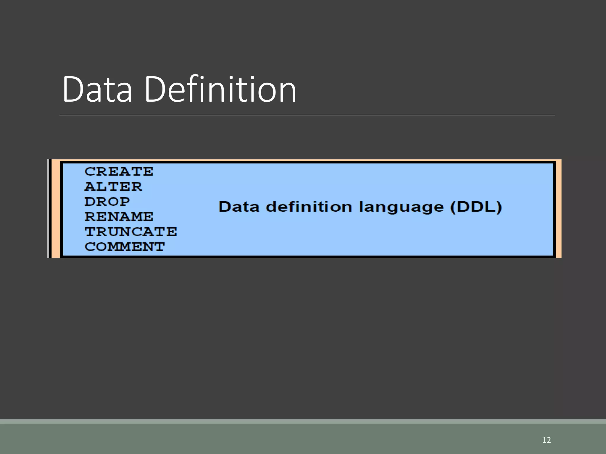Data Definition 12 