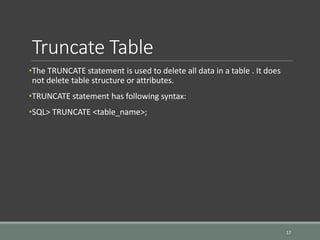 SQL Fundamentals - Lecture 2 | PPT