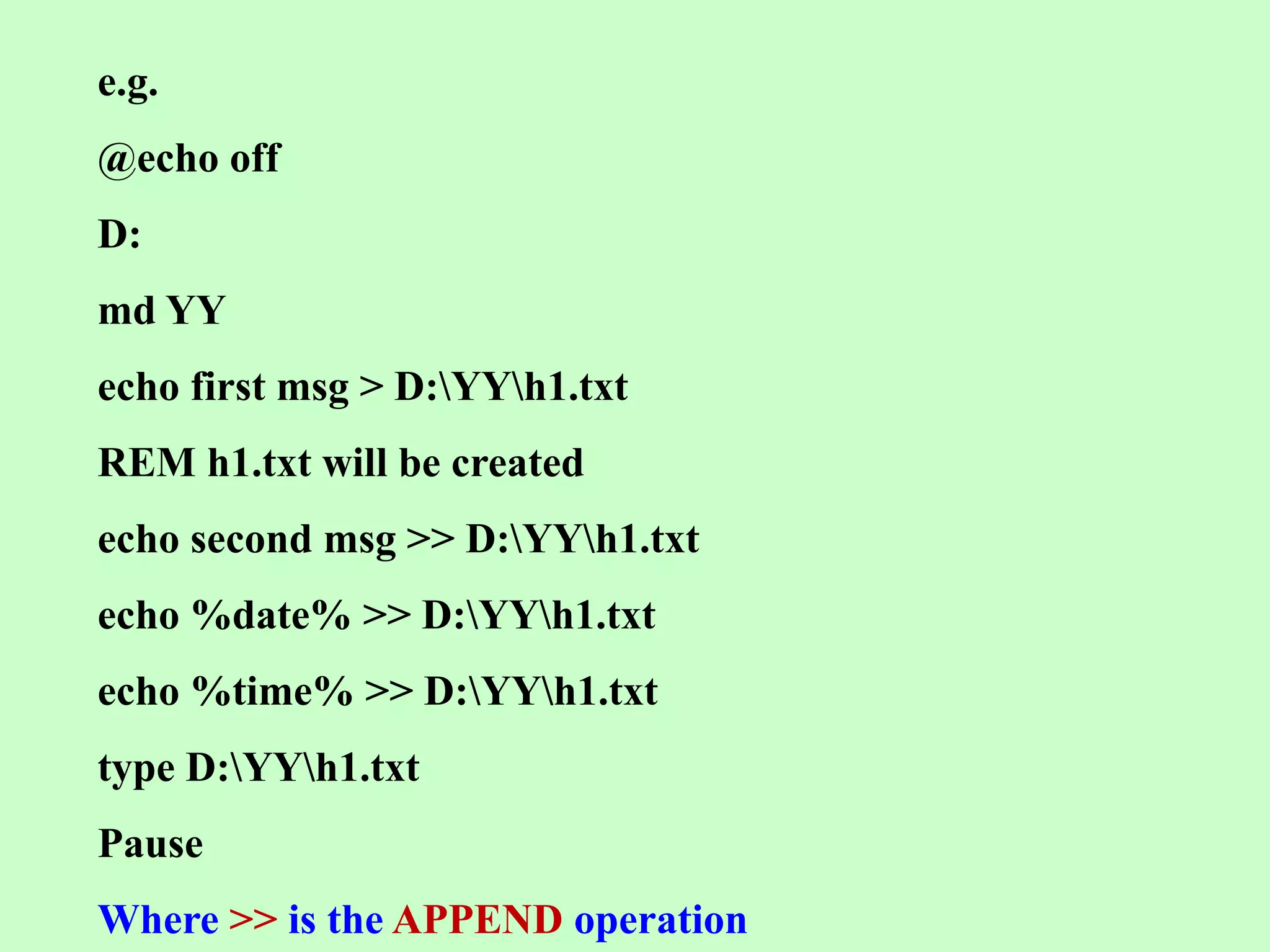 Introduction to Command Line & Batch files | PPTX