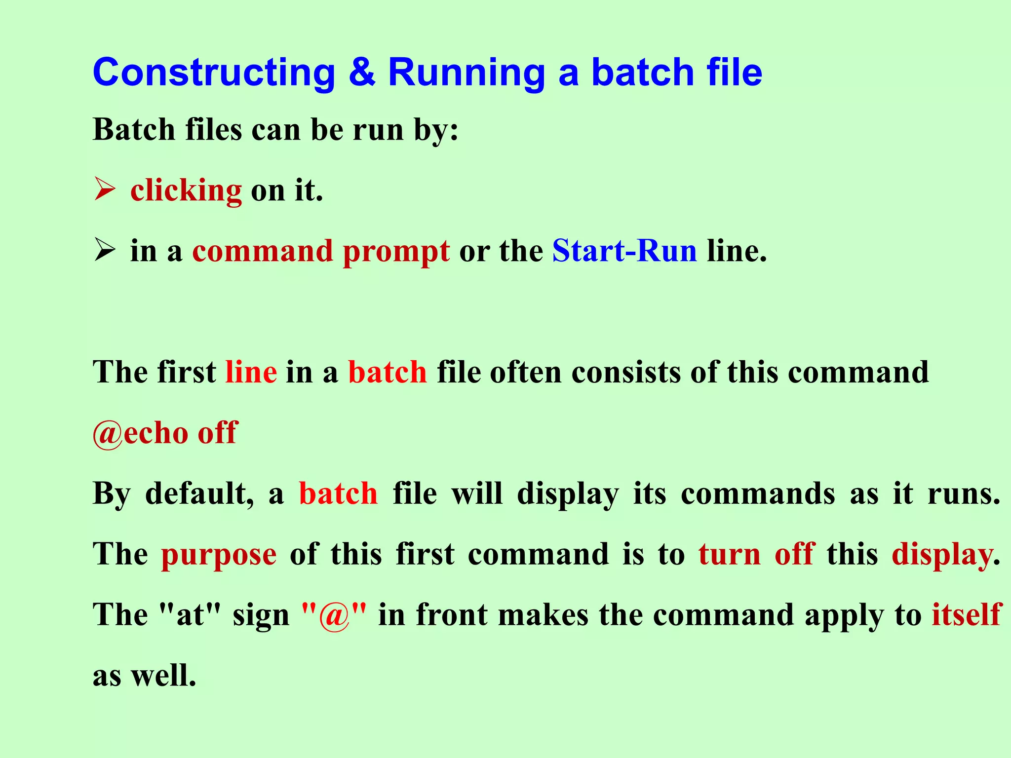 Introduction to Command Line & Batch files | PPTX