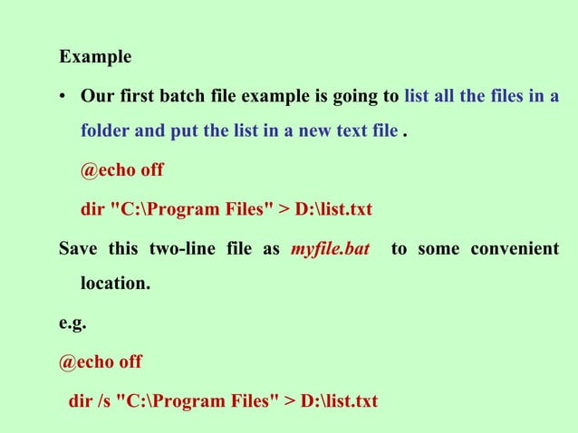Introduction to Command Line & Batch files | PPTX