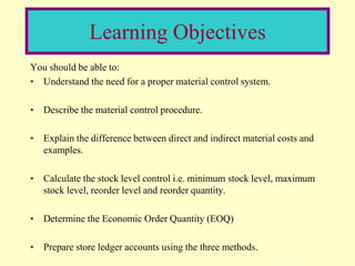Material Control Example ACC116 MATERIAL | PPT