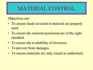 Material Control Methods ACC116 MATERIAL | PPT