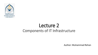 Lecture 2
Components of IT Infrastructure
Author: Muhammad Rehan
 