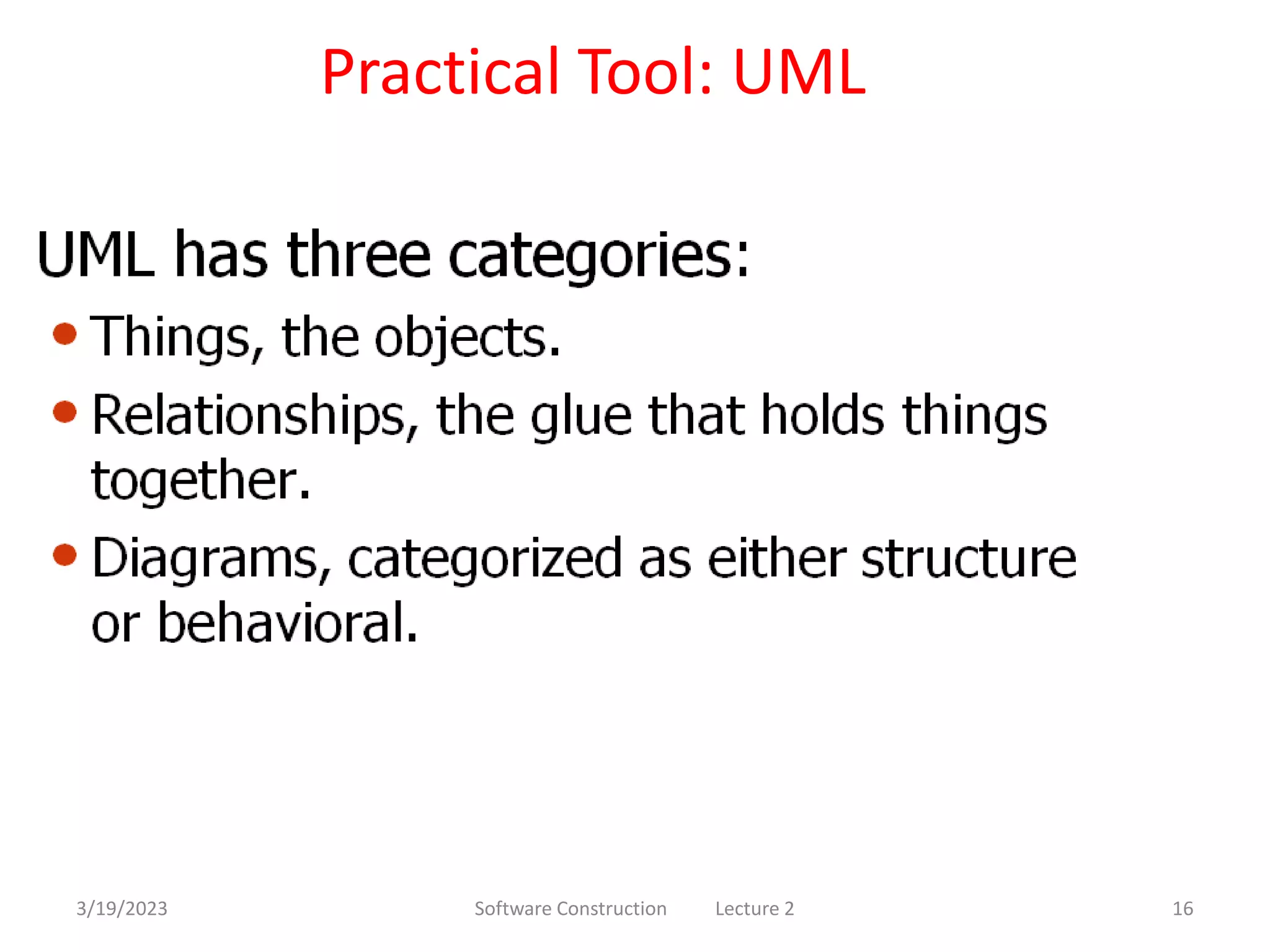 3/19/2023 Software Construction Lecture 2 16
Practical Tool: UML
 