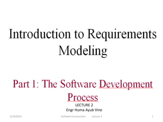 Software Construction Lecture 2
3/19/2023 1
LECTURE 2
Engr Huma Ayub Vine
 