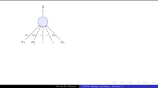 23/1
x1 x2 .. .. xn
y
w1 w2 .. .. wn
Mitesh M. Khapra CS7015 (Deep Learning) : Lecture 2
 