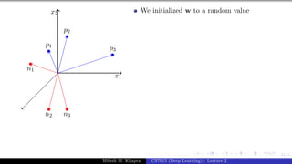 41/1
x1
x2
p1
p2
p3
n1
n2 n3
We initialized w to a random value
Mitesh M. Khapra CS7015 (Deep Learning) : Lecture 2
 
