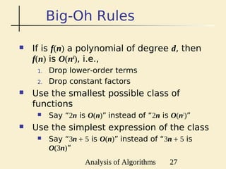 Data Structures and Algorithms Lecture 2: Analysis of Algorithms ...