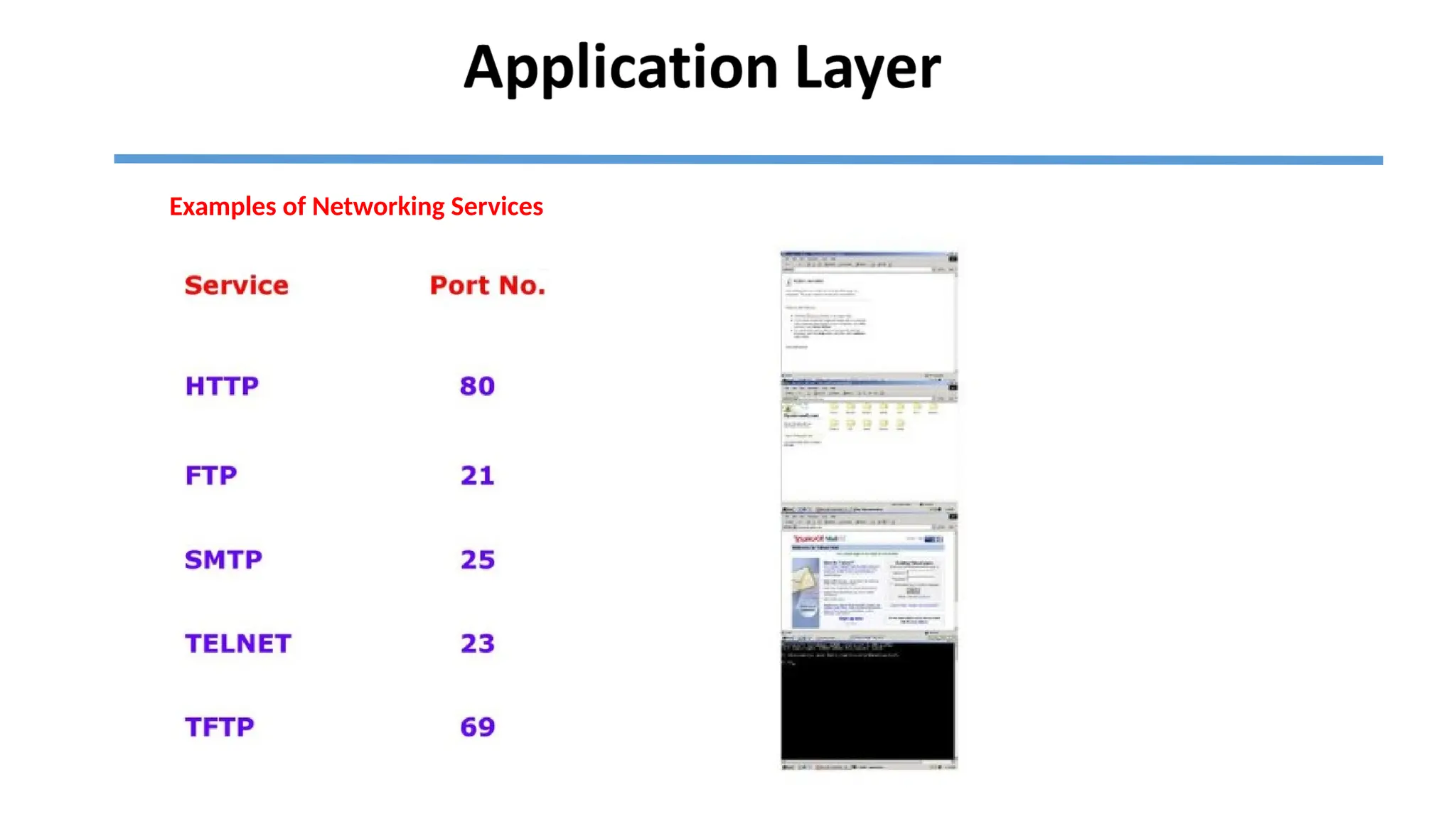 Examples of Networking Services
 