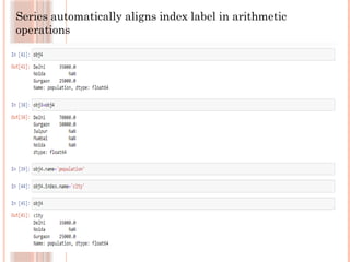 Series automatically aligns index label in arithmetic
operations
 
