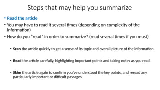 Summarizing Easy Steps with Examples here | PPTX