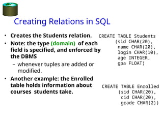Relational database management system design view based on structure of ...