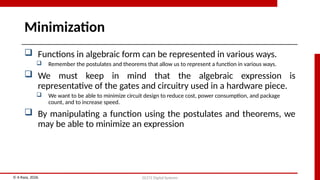 Comprehensive Guide to Boolean Algebra and Digital Logic Design | PPTX