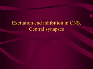 NERVOUS REGULATION OF FUNCTIONS . EXCITATION AND INHIBITION IN CNS | PDF