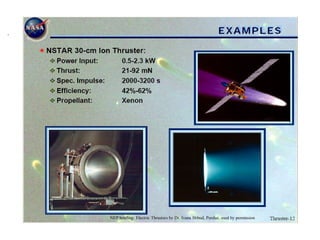ARO 4140
Rocket Propulsion
14
NEP briefing: Electric Thrusters by Dr. Ivana Hrbud, Purdue, used by permission
 