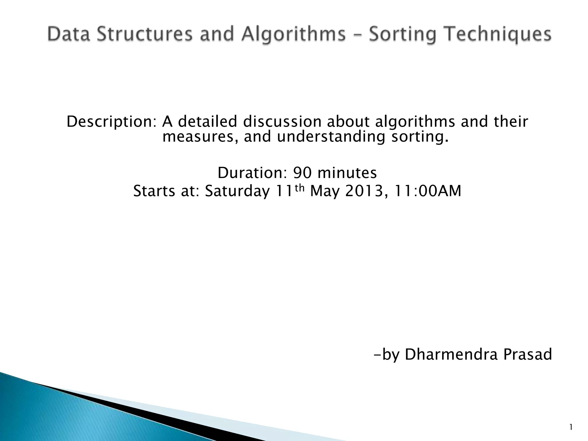 Lecture 2 data structures & algorithms - sorting techniques | PPT